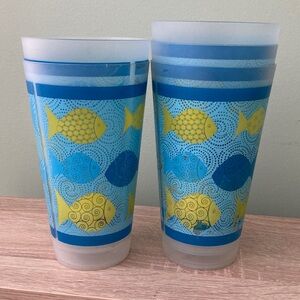 Blue and Yellow Fish Pattern Tumblers